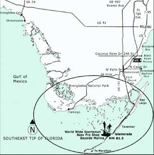 Map of the area where your Florida Keys fishng guide Capt. Larry sydnor guides charters